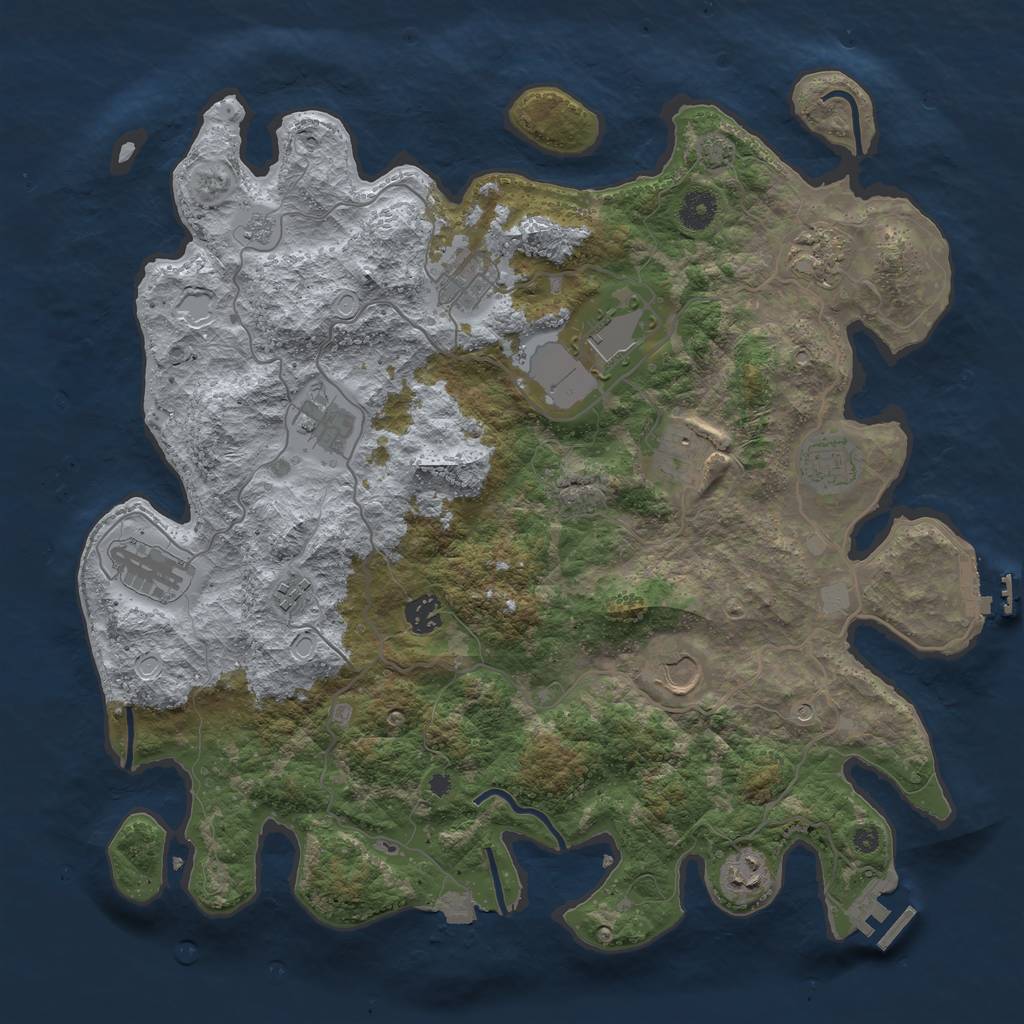 Rust Map: Procedural Map, Size: 4000, Seed: 28774121, 19 Monuments