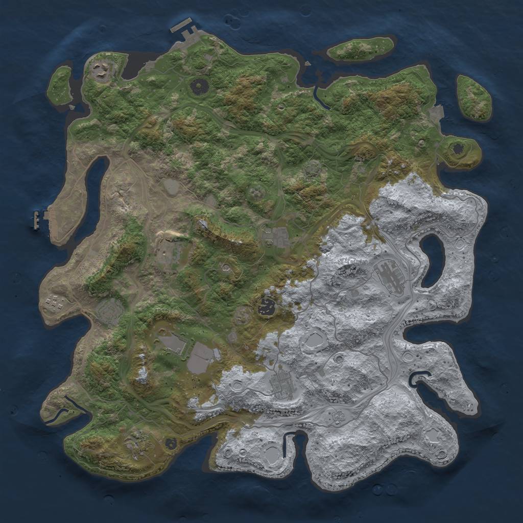 Rust Map: Procedural Map, Size: 4500, Seed: 193979092, 18 Monuments