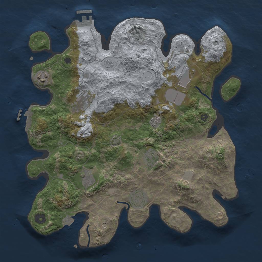 Rust Map: Procedural Map, Size: 3500, Seed: 254601012, 15 Monuments