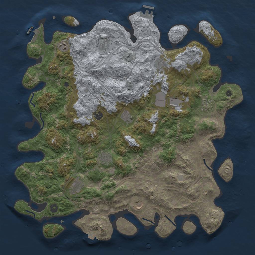 Rust Map: Procedural Map, Size: 4500, Seed: 345423, 19 Monuments