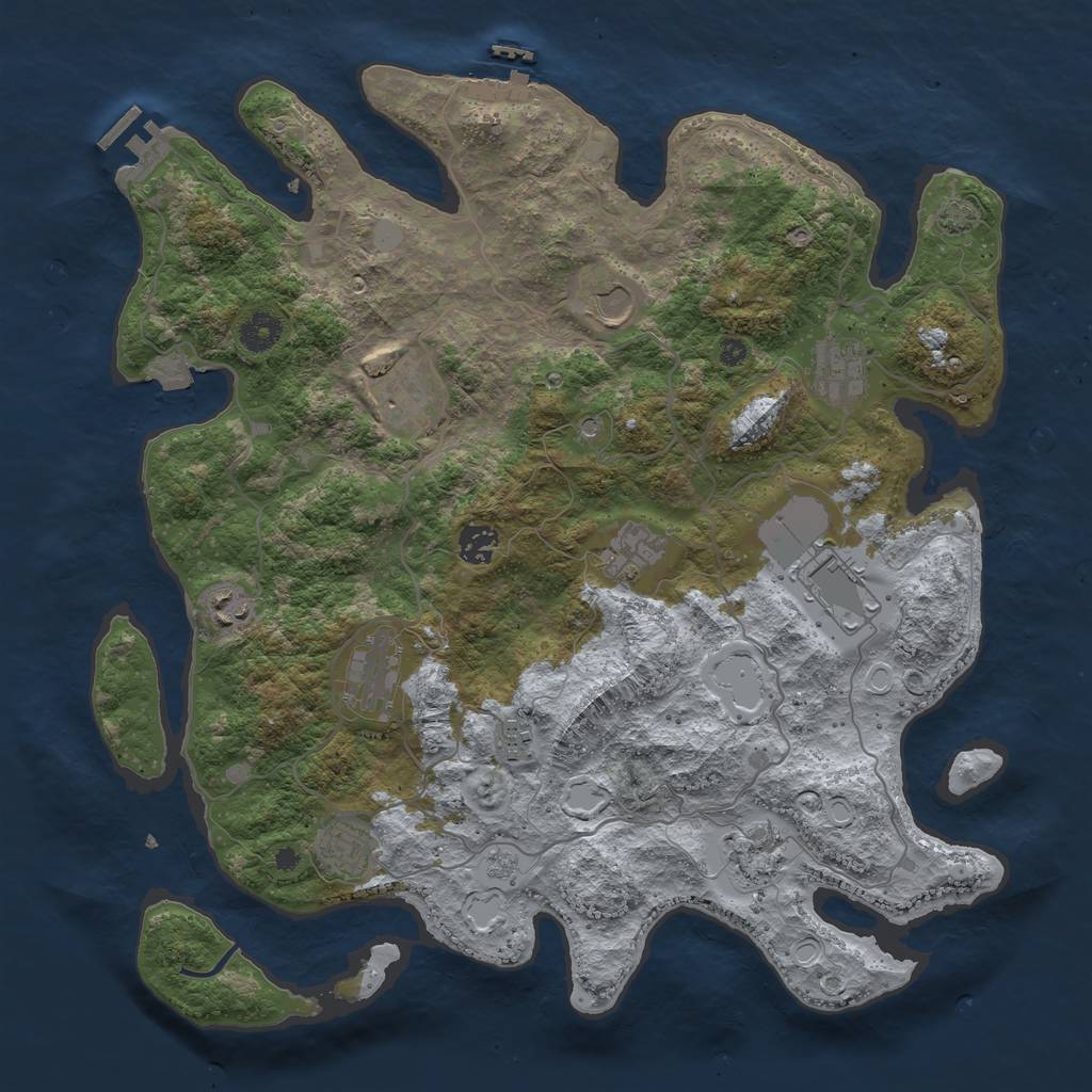 Rust Map: Procedural Map, Size: 4000, Seed: 1554706150, 19 Monuments