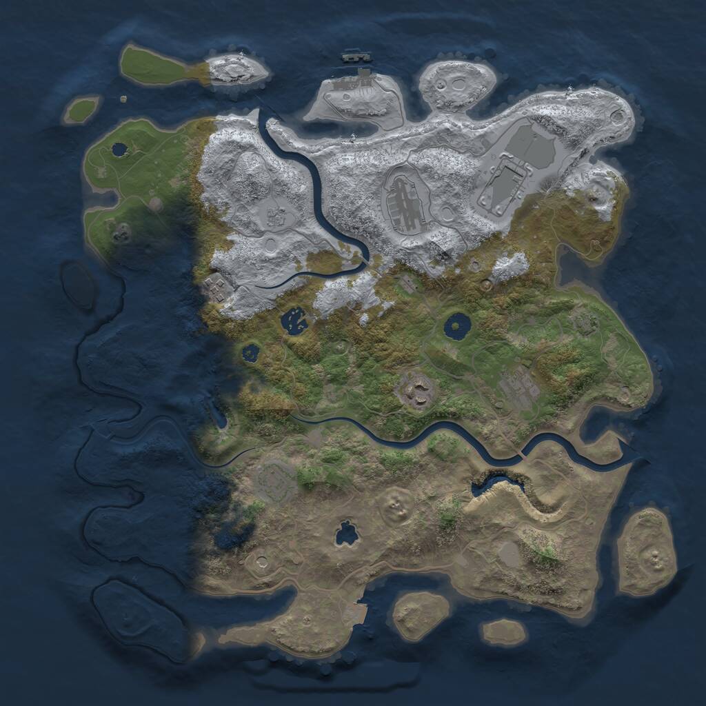 Rust Map: Procedural Map, Size: 4000, Seed: 1263954549, 12 Monuments