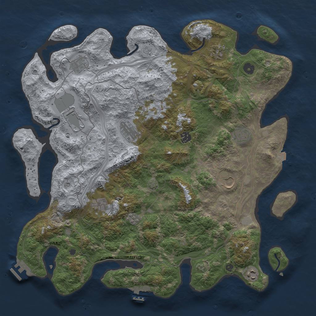 Rust Map: Procedural Map, Size: 4250, Seed: 167796671, 18 Monuments