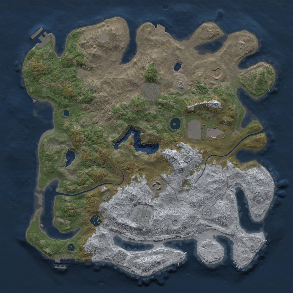 Rust Map: Procedural Map, Size: 4000, Seed: 638462, 13 Monuments