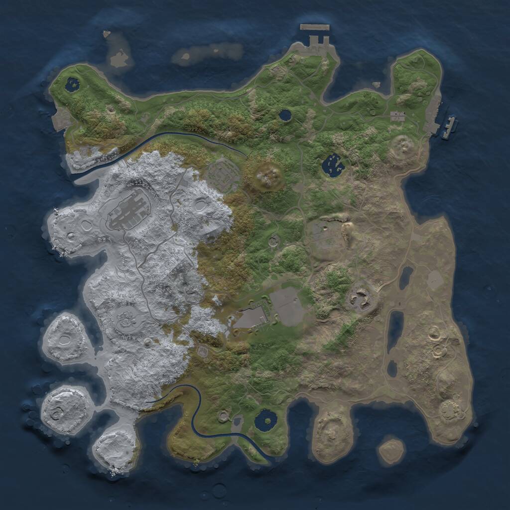 Rust Map: Procedural Map, Size: 3500, Seed: 1216737096, 12 Monuments