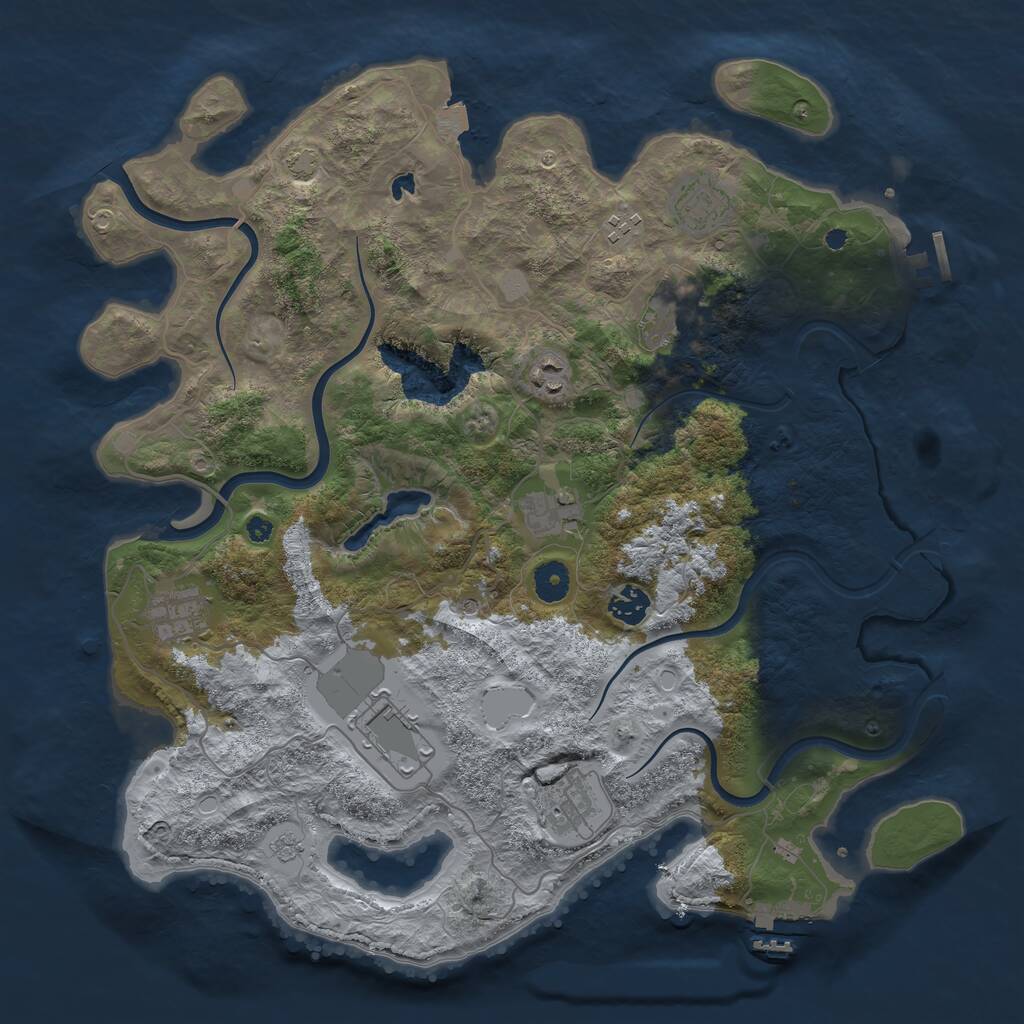 Rust Map: Procedural Map, Size: 4000, Seed: 123679449, 15 Monuments