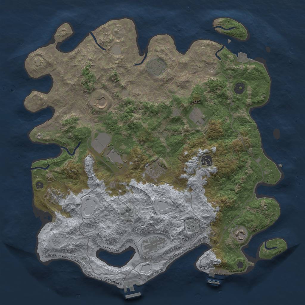 Rust Map: Procedural Map, Size: 4000, Seed: 123679449, 18 Monuments