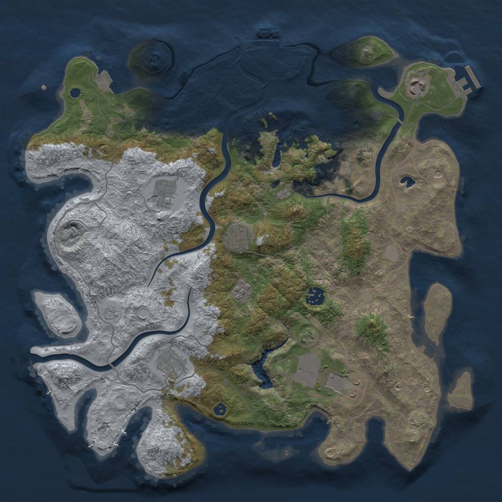Rust Map: Procedural Map, Size: 4000, Seed: 1565328674, 14 Monuments
