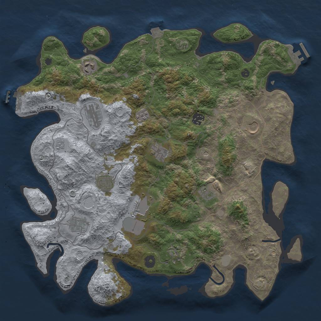 Rust Map: Procedural Map, Size: 4000, Seed: 1565328674, 19 Monuments