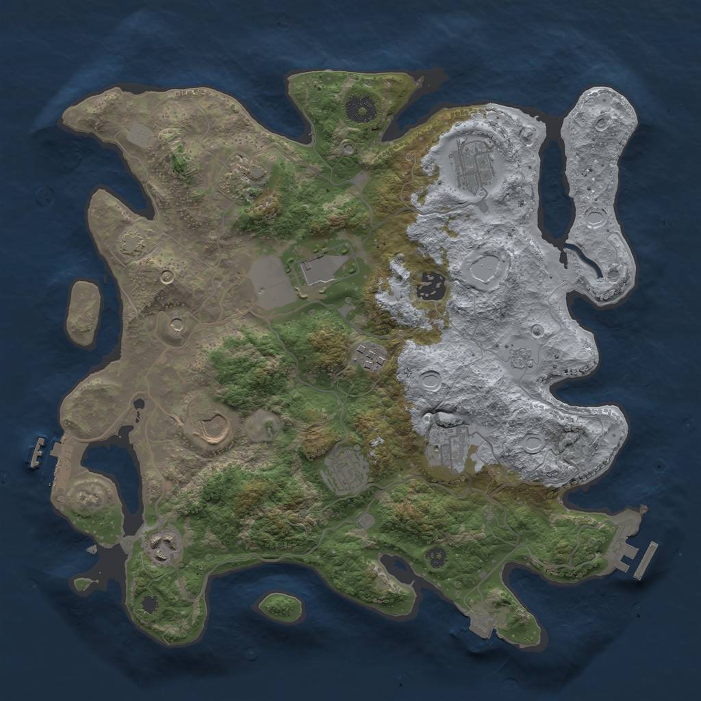 Rust Map: Procedural Map, Size: 3500, Seed: 1442962175, 17 Monuments