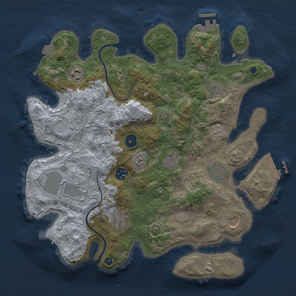 Rust Map: Procedural Map, Size: 3600, Seed: 471238285, 15 Monuments