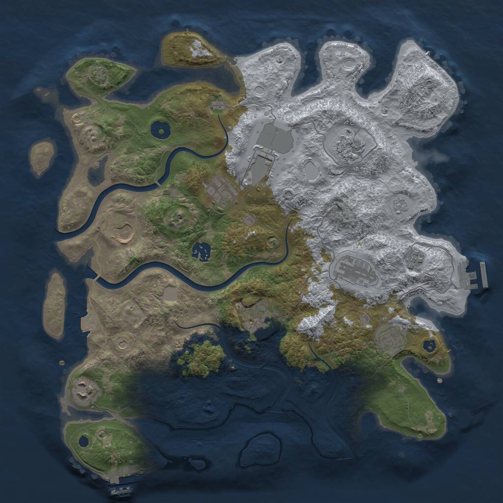 Rust Map: Procedural Map, Size: 3875, Seed: 1972436539, 16 Monuments