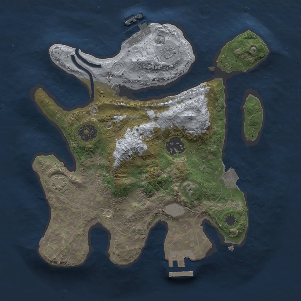 Rust Map: Procedural Map, Size: 2500, Seed: 11154, 8 Monuments