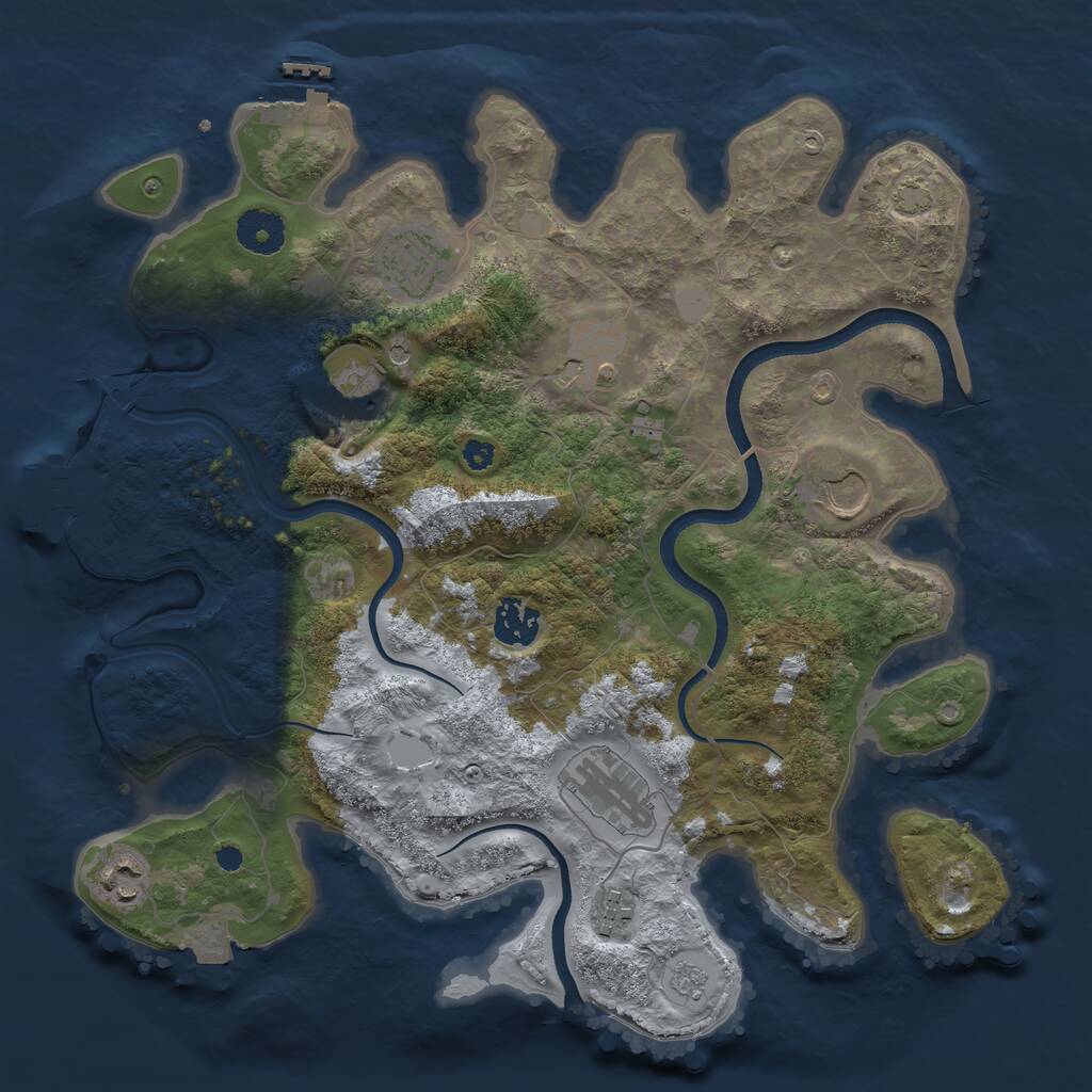 Rust Map: Procedural Map, Size: 3500, Seed: 603044188, 14 Monuments