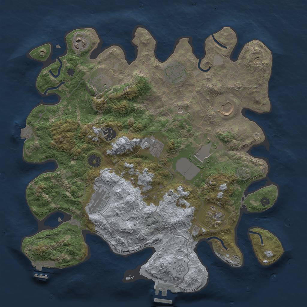 Rust Map: Procedural Map, Size: 3500, Seed: 603044188, 17 Monuments