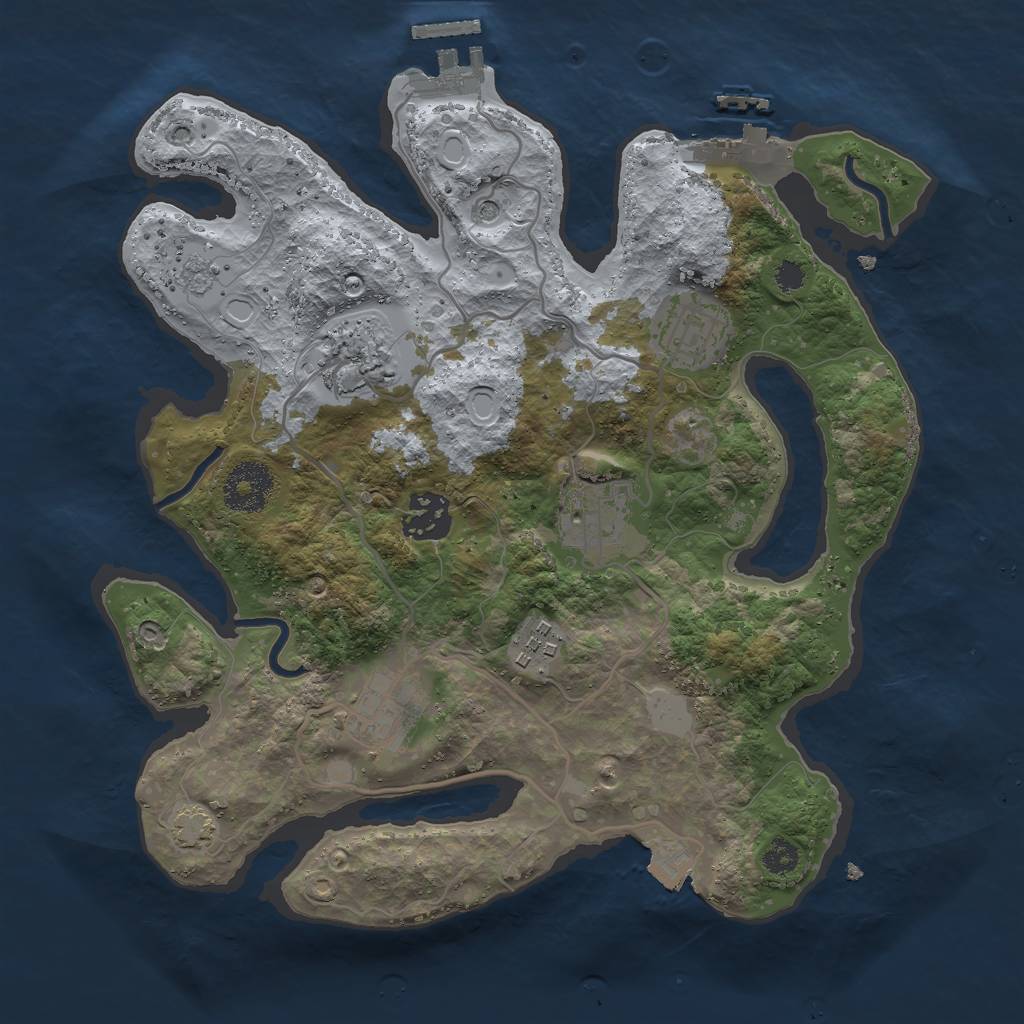 Rust Map: Procedural Map, Size: 3000, Seed: 750273995, 14 Monuments