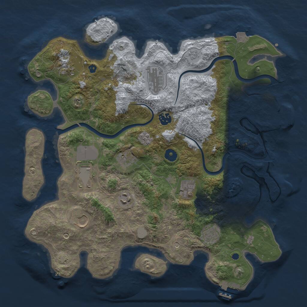 Rust Map: Procedural Map, Size: 3750, Seed: 543513662, 16 Monuments