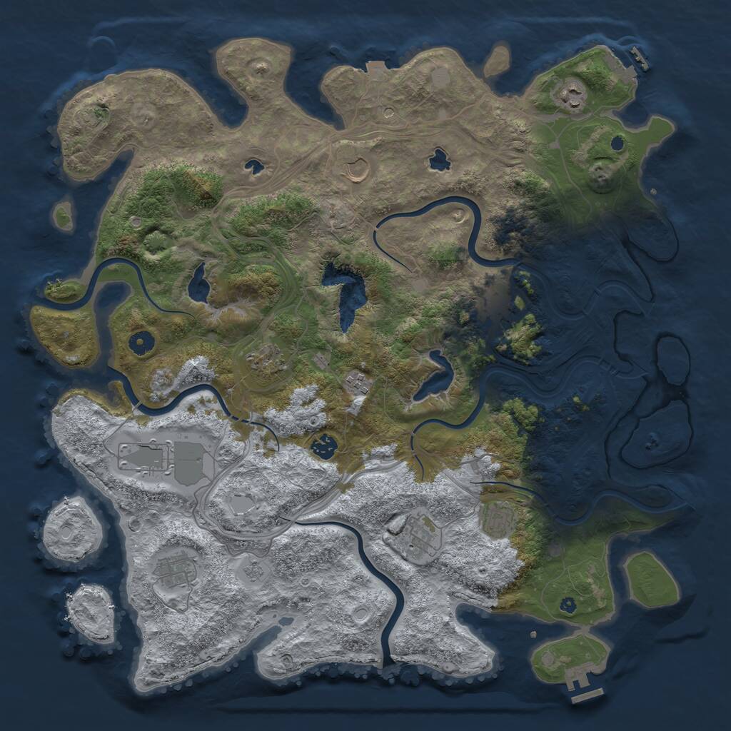 Rust Map: Procedural Map, Size: 4500, Seed: 19011206, 16 Monuments