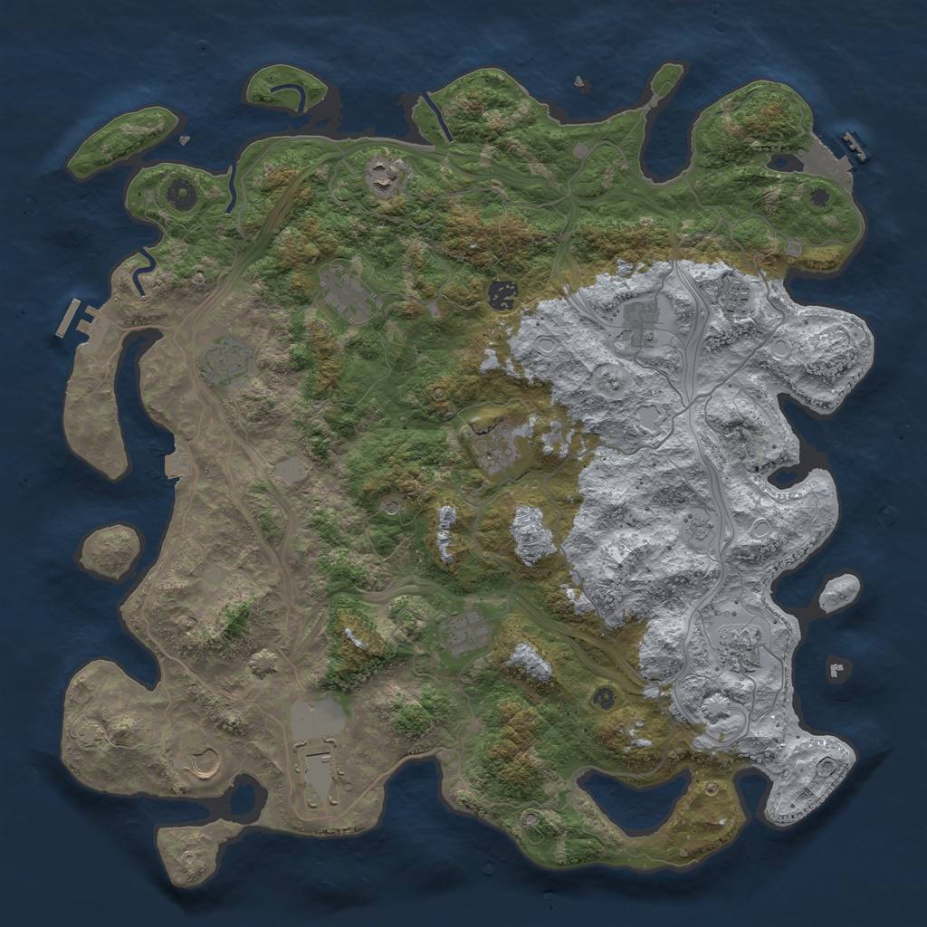 Rust Map: Procedural Map, Size: 4500, Seed: 396315480, 19 Monuments