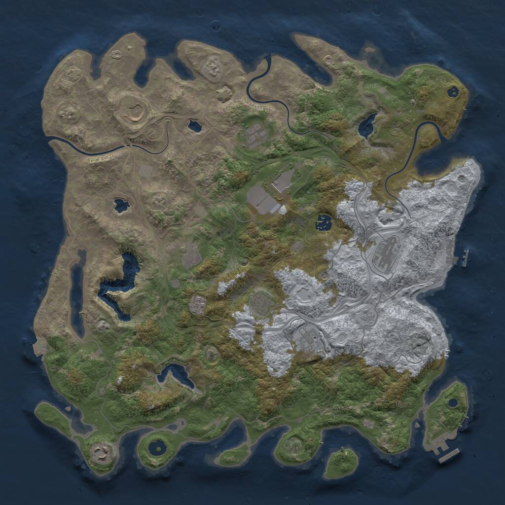 Rust Map: Procedural Map, Size: 4500, Seed: 8648, 16 Monuments