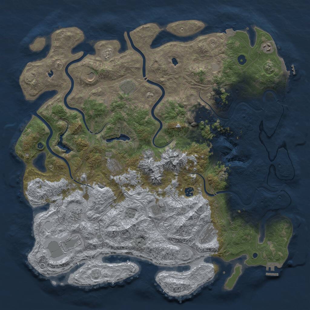 Rust Map: Procedural Map, Size: 5000, Seed: 1351772396, 17 Monuments