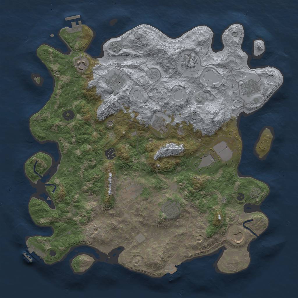Rust Map: Procedural Map, Size: 3993, Seed: 13825, 19 Monuments