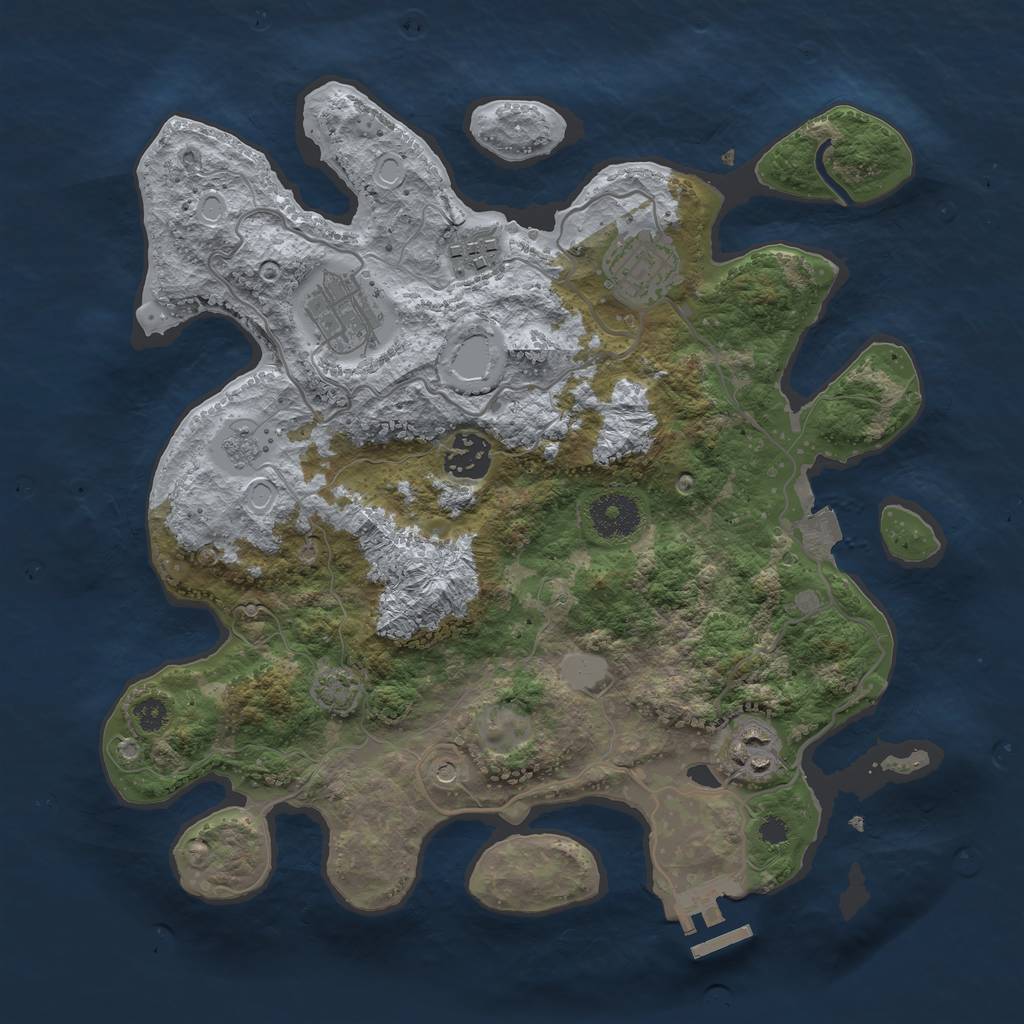 Rust Map: Procedural Map, Size: 3250, Seed: 73083991, 12 Monuments