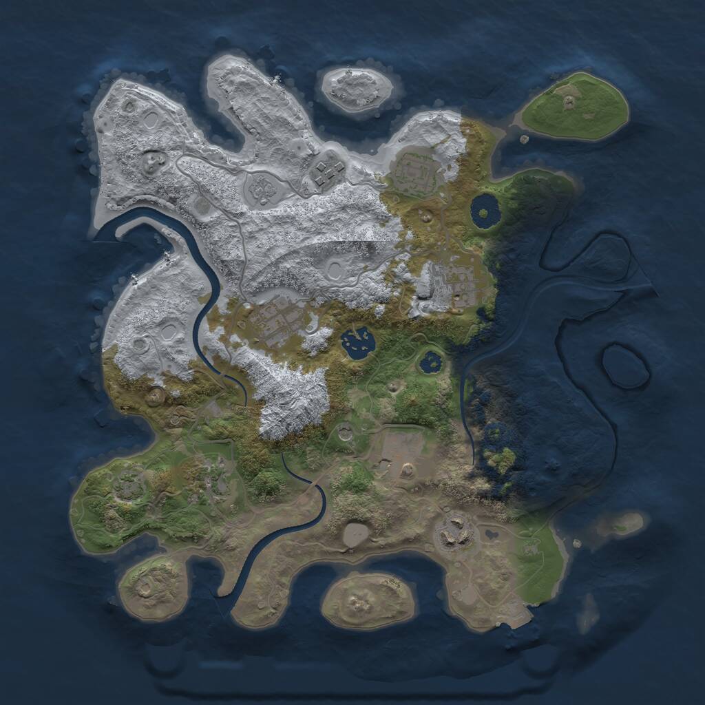 Rust Map: Procedural Map, Size: 3250, Seed: 73083991, 12 Monuments
