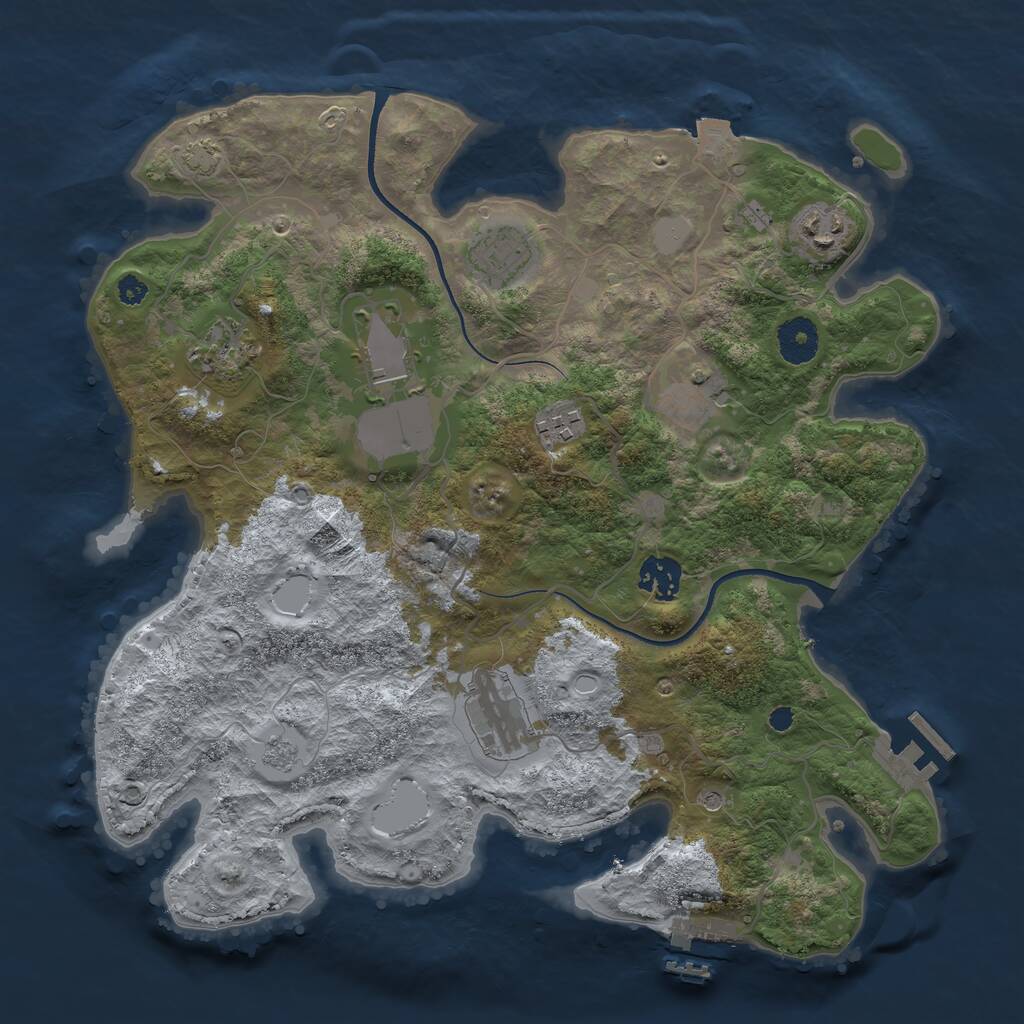 Rust Map: Procedural Map, Size: 3500, Seed: 369336437, 14 Monuments