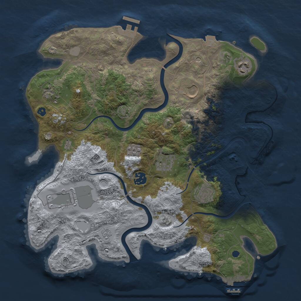 Rust Map: Procedural Map, Size: 3500, Seed: 369336437, 14 Monuments