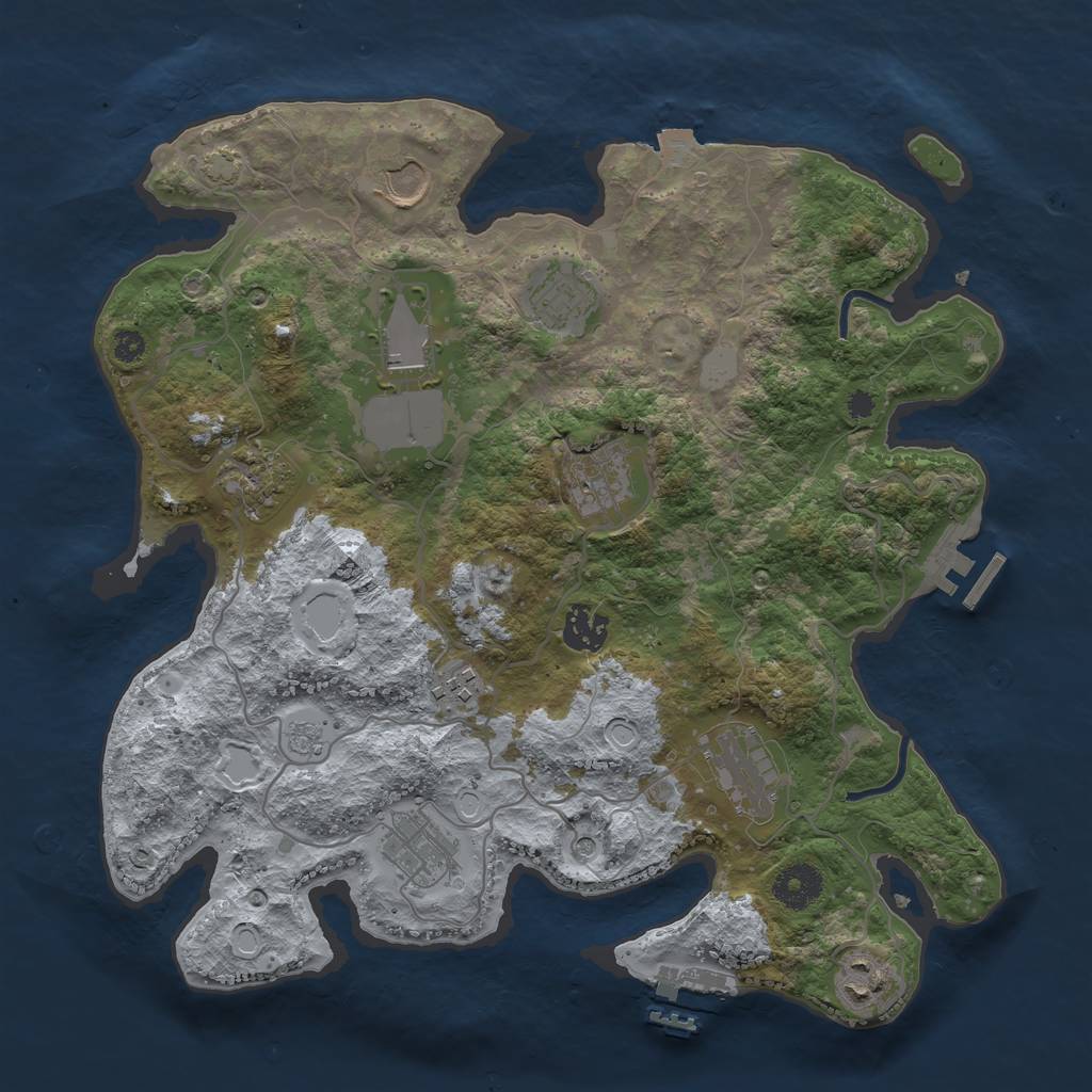 Rust Map: Procedural Map, Size: 3500, Seed: 369336437, 18 Monuments