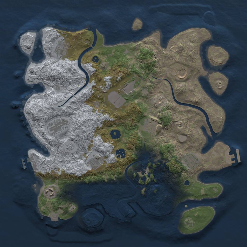 Rust Map: Procedural Map, Size: 3750, Seed: 344381, 16 Monuments
