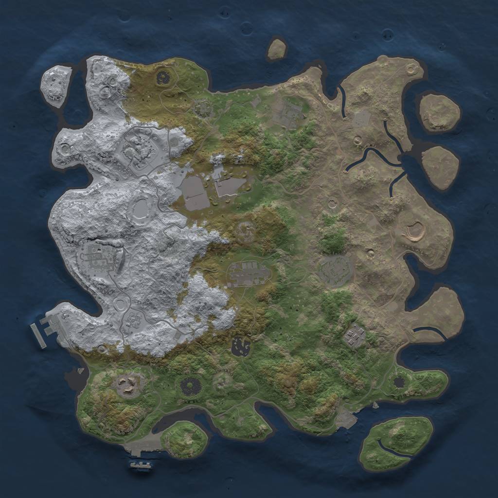 Rust Map: Procedural Map, Size: 3750, Seed: 344381, 18 Monuments