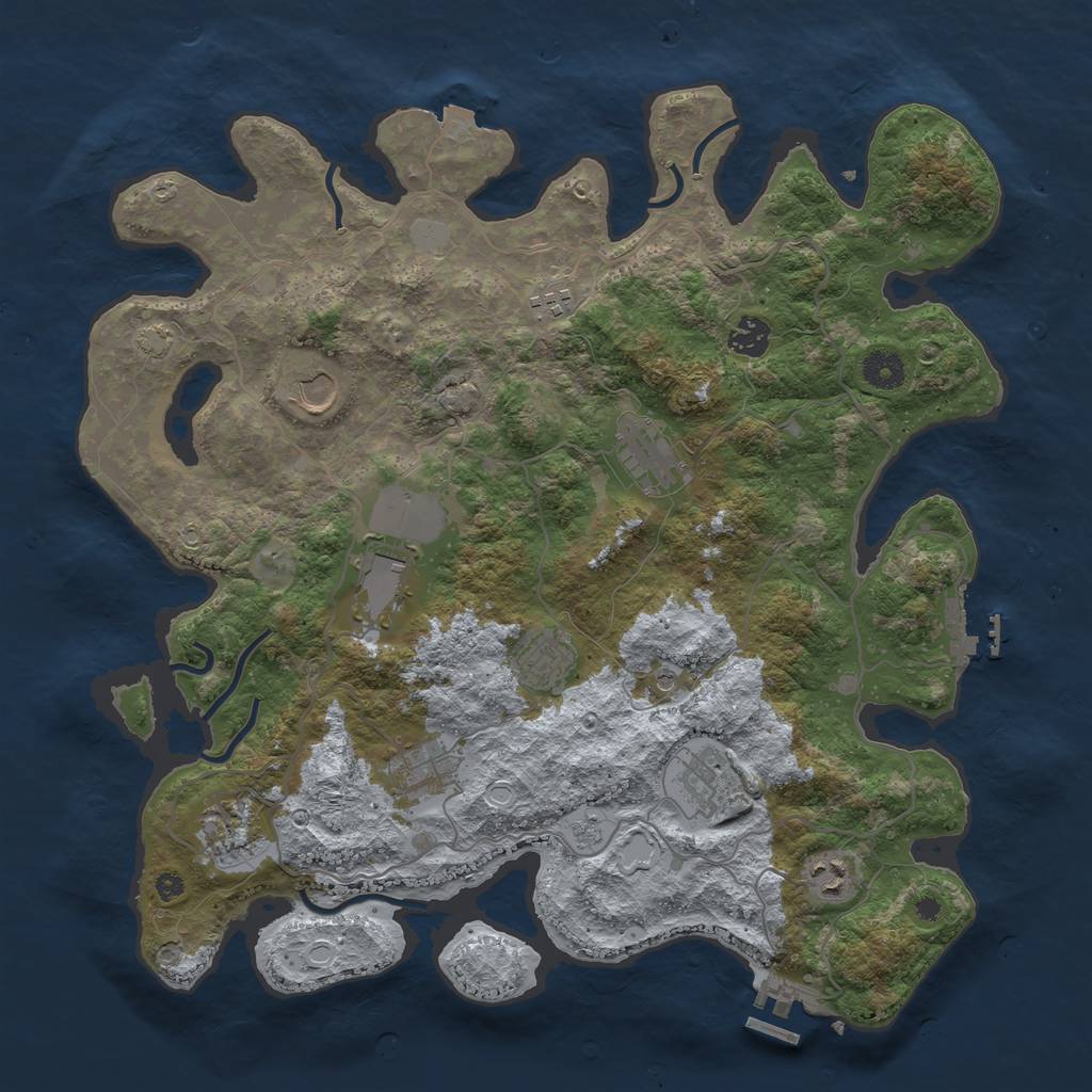 Rust Map: Procedural Map, Size: 4000, Seed: 974826301, 18 Monuments