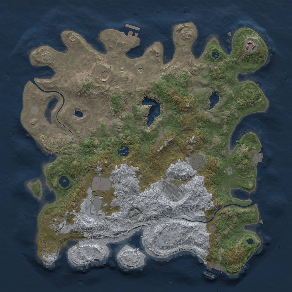 Rust Map: Procedural Map, Size: 4000, Seed: 974826301, 13 Monuments
