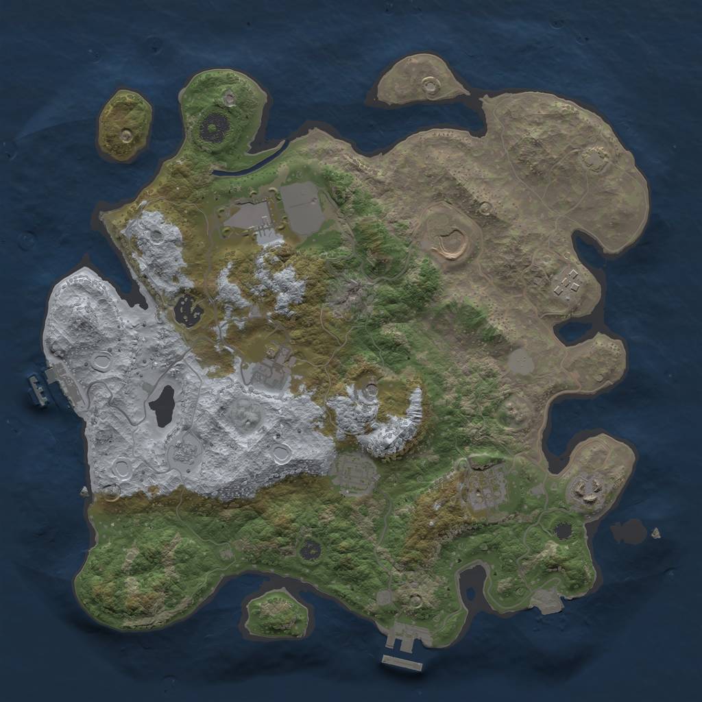 Rust Map: Procedural Map, Size: 3503, Seed: 19686, 16 Monuments