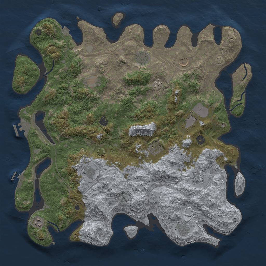 Rust Map: Procedural Map, Size: 4500, Seed: 1743468160, 19 Monuments