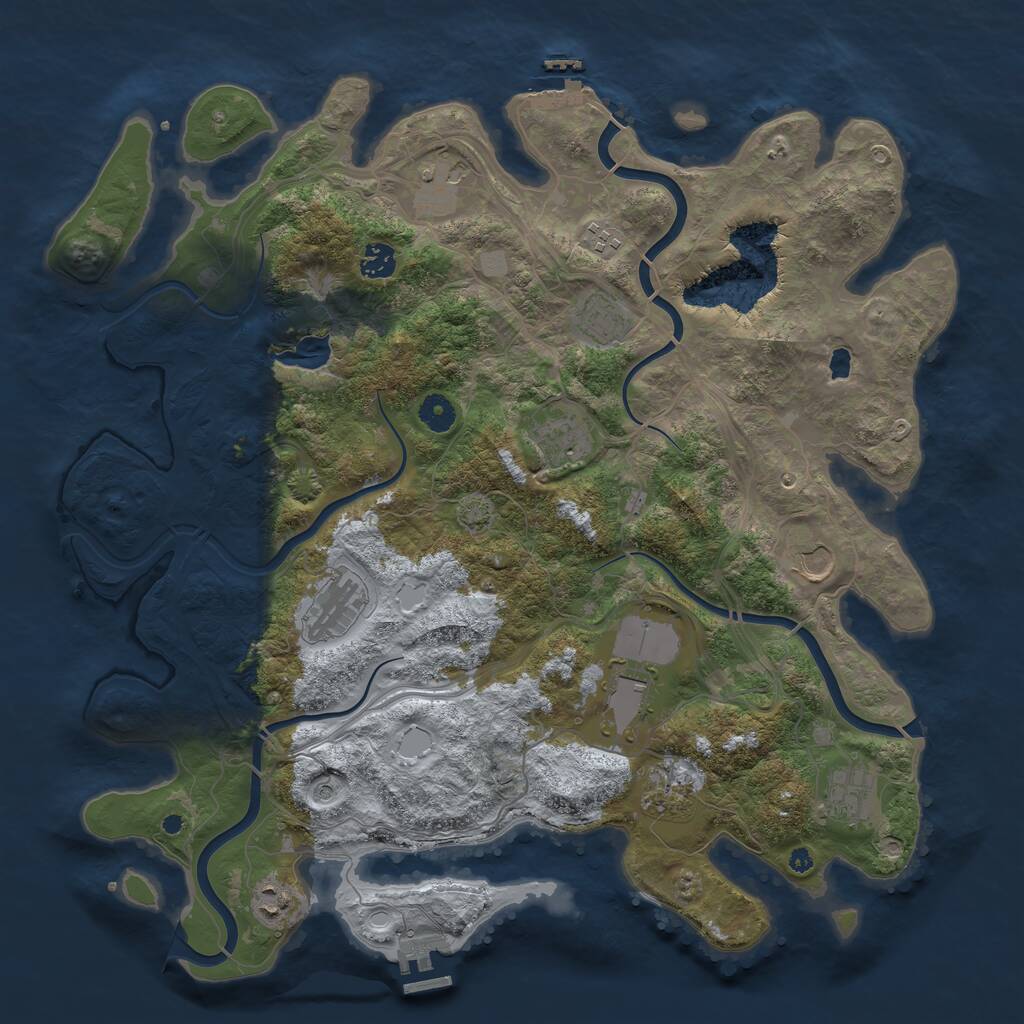 Rust Map: Procedural Map, Size: 4250, Seed: 1933018946, 16 Monuments