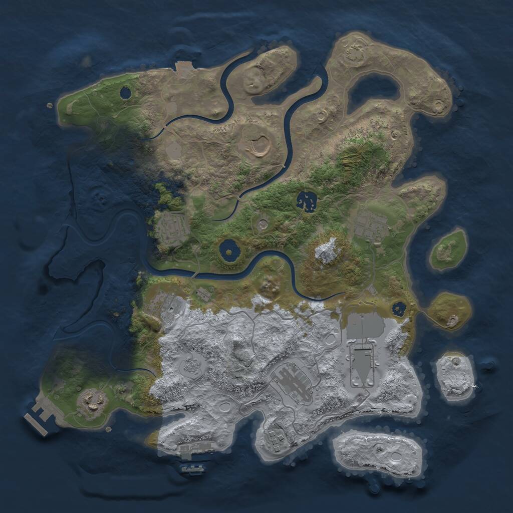 Rust Map: Procedural Map, Size: 3600, Seed: 125772729, 15 Monuments
