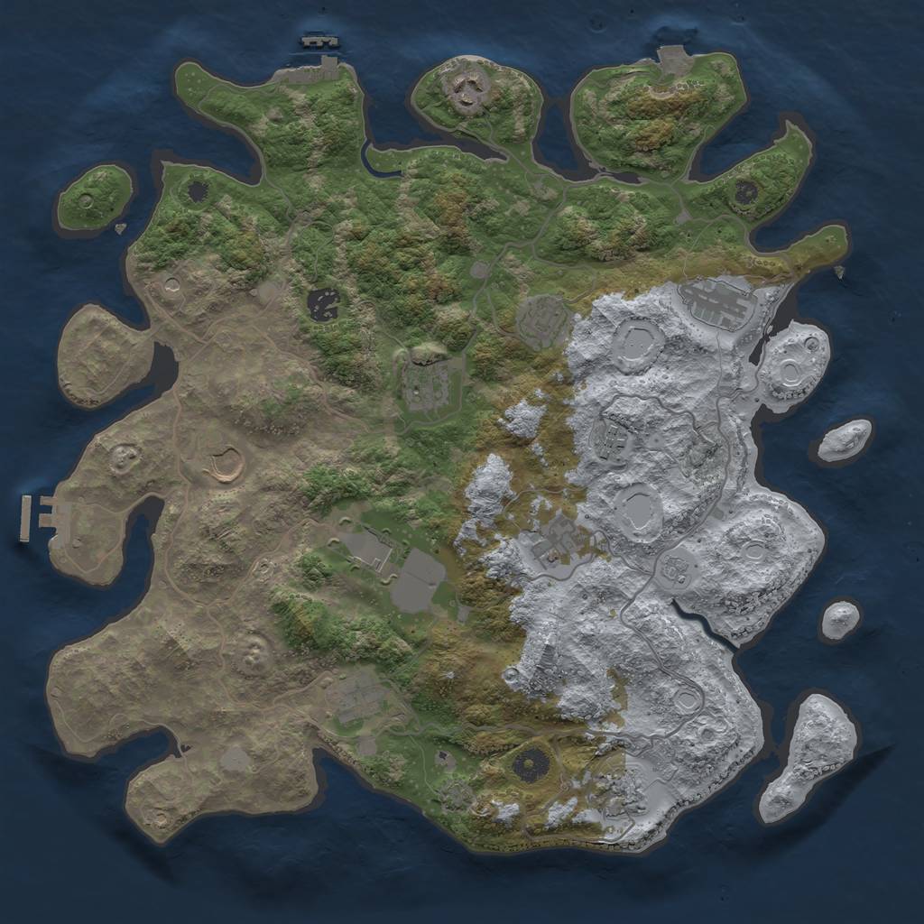 Rust Map: Procedural Map, Size: 4000, Seed: 33282, 19 Monuments