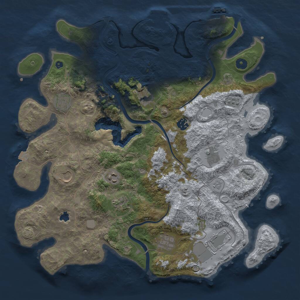 Rust Map: Procedural Map, Size: 4000, Seed: 33282, 16 Monuments