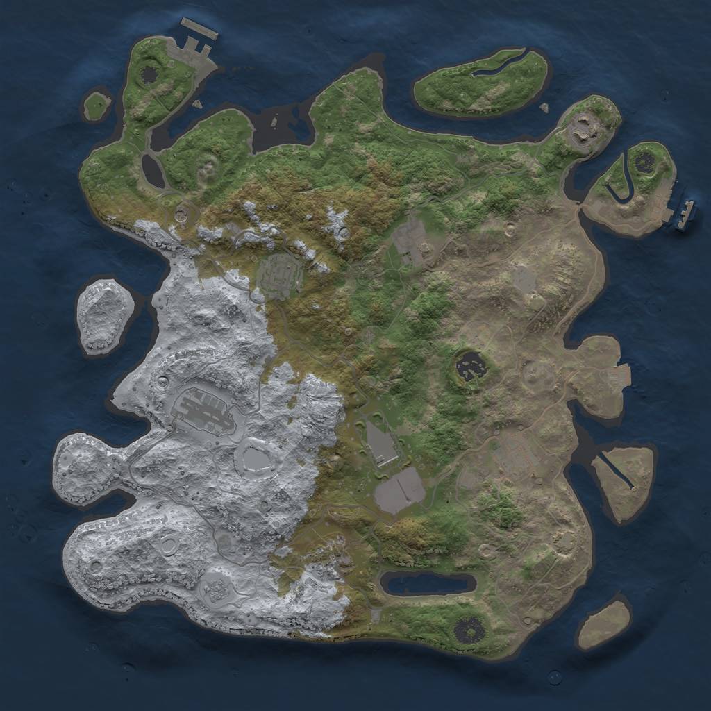 Rust Map: Procedural Map, Size: 3700, Seed: 30182762, 16 Monuments