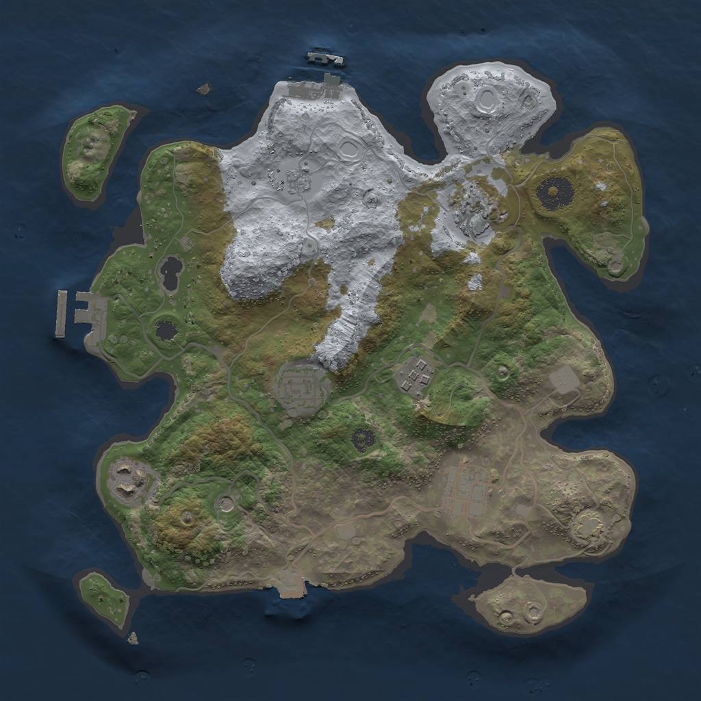 Rust Map: Procedural Map, Size: 3000, Seed: 912990754, 13 Monuments