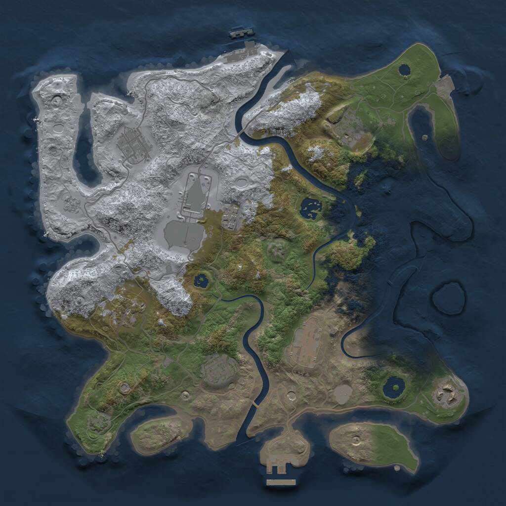 Rust Map: Procedural Map, Size: 3500, Seed: 809264751, 15 Monuments