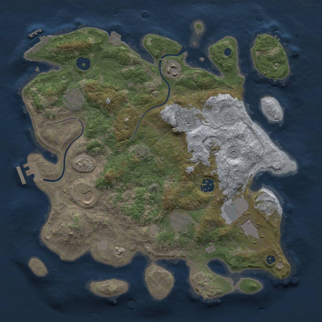 Rust Map: Procedural Map, Size: 3500, Seed: 339030536, 13 Monuments