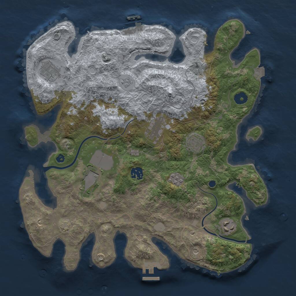 Rust Map: Procedural Map, Size: 3500, Seed: 1925226593, 13 Monuments