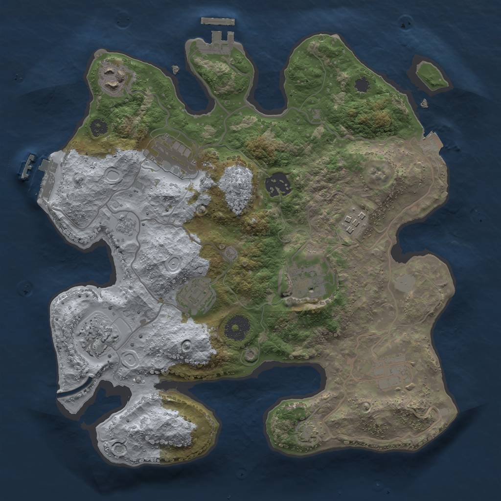 Rust Map: Procedural Map, Size: 3000, Seed: 1237408514, 15 Monuments