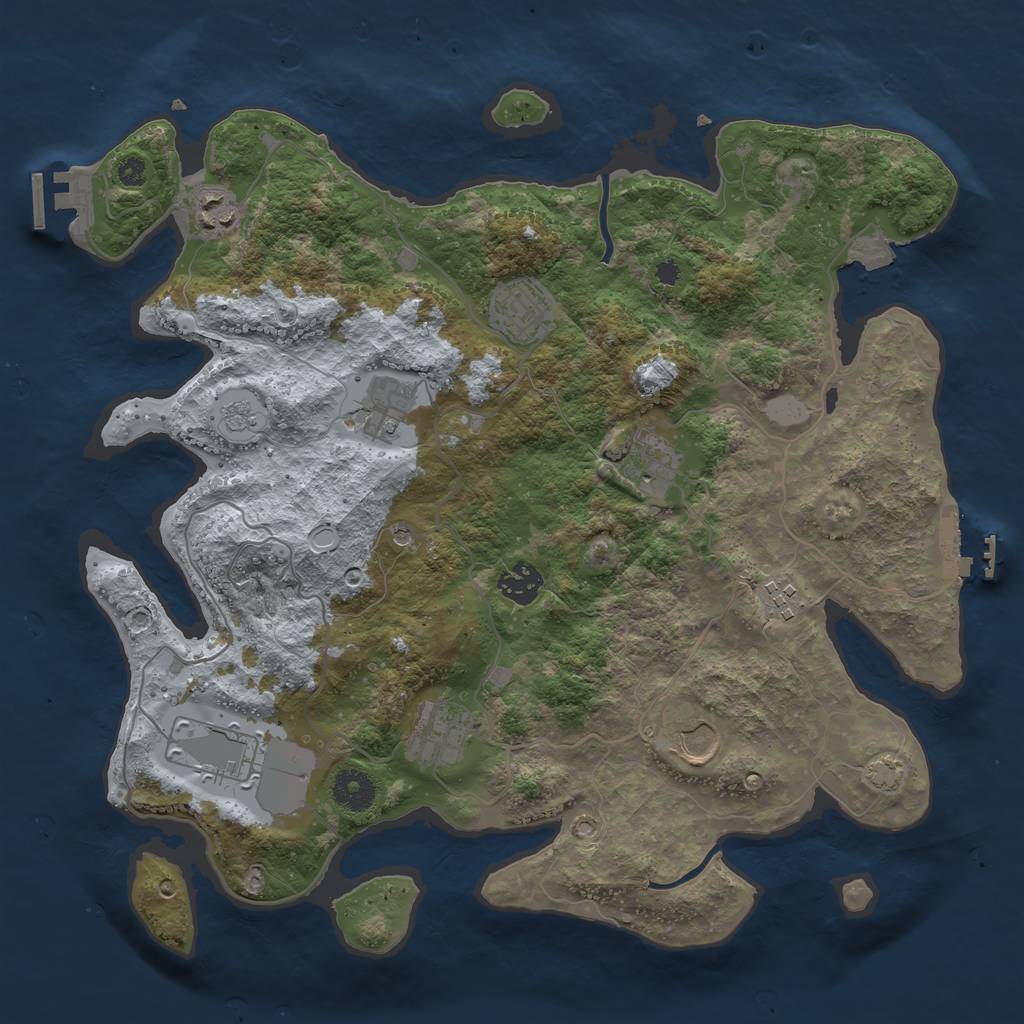 Rust Map: Procedural Map, Size: 3650, Seed: 1415275162, 17 Monuments