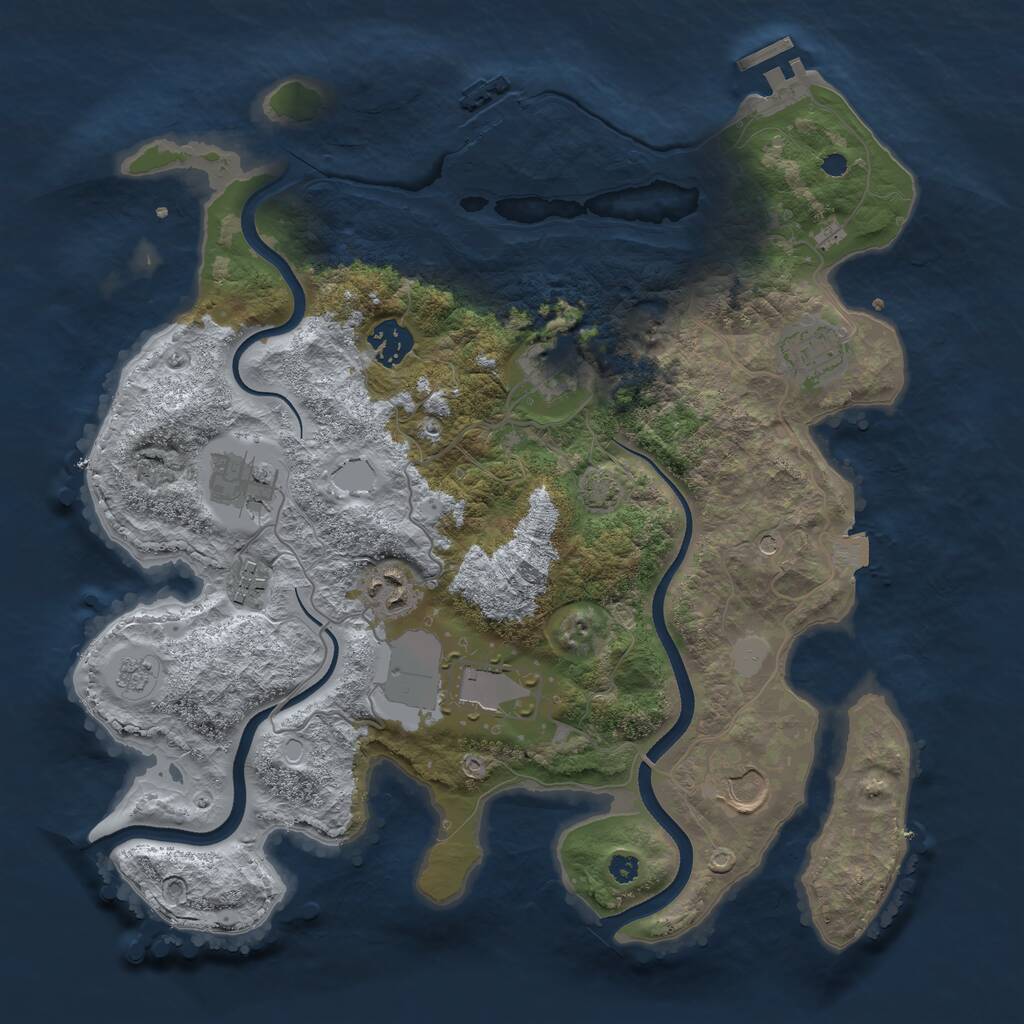 Rust Map: Procedural Map, Size: 3500, Seed: 991697083, 14 Monuments
