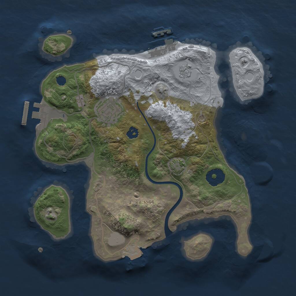Rust Map: Procedural Map, Size: 2500, Seed: 12282018, 6 Monuments